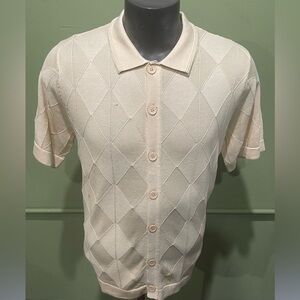 Lavane Cream Short Sleeve Button-Up Shirt knitted regular fit